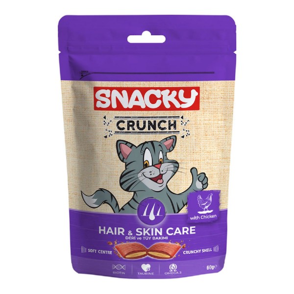 Snacky Kedi Crunch Ödül Hair-Skin Tavuklu 10'Lu